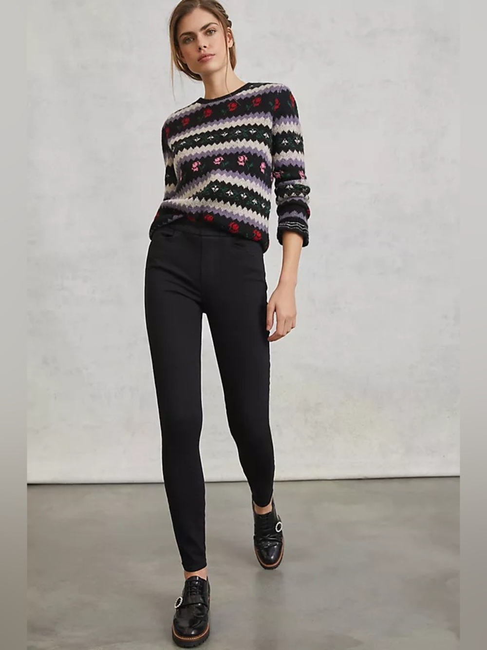 Paige Hoxton High-Rise Pull-On Skinny Black Jeans Sz Medium